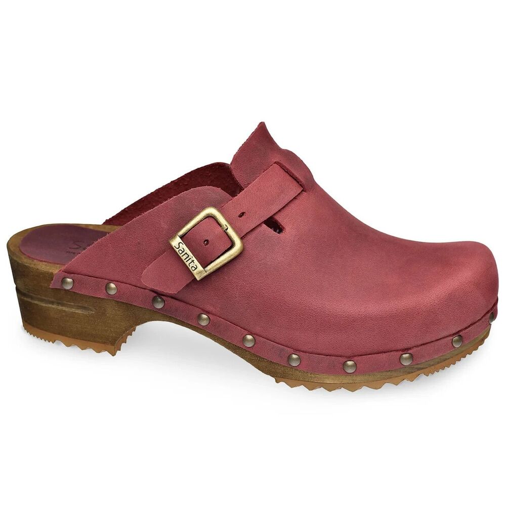 Kristel Women's Wood Clog in Deep Red size 40 US 8.5-9